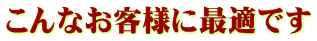 こんなお客様に最適です 